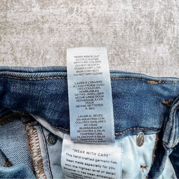 Good American Good Waist Dark Wash High Rise Distressed Skinny Jean Size 4/27 - Picture 7 of 7